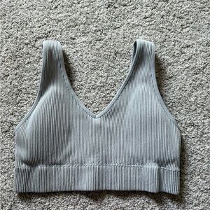 Aerie Light Gray Ribbed Top